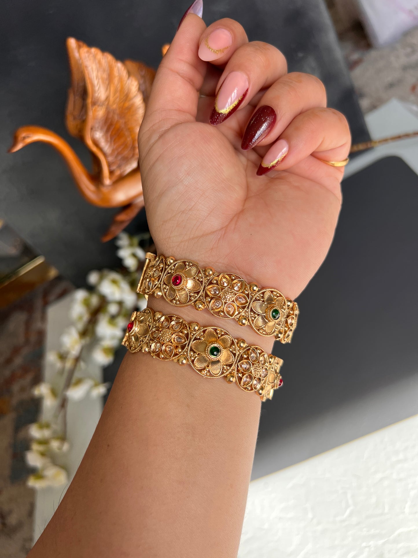 Zuri Antique gold plated Kadas