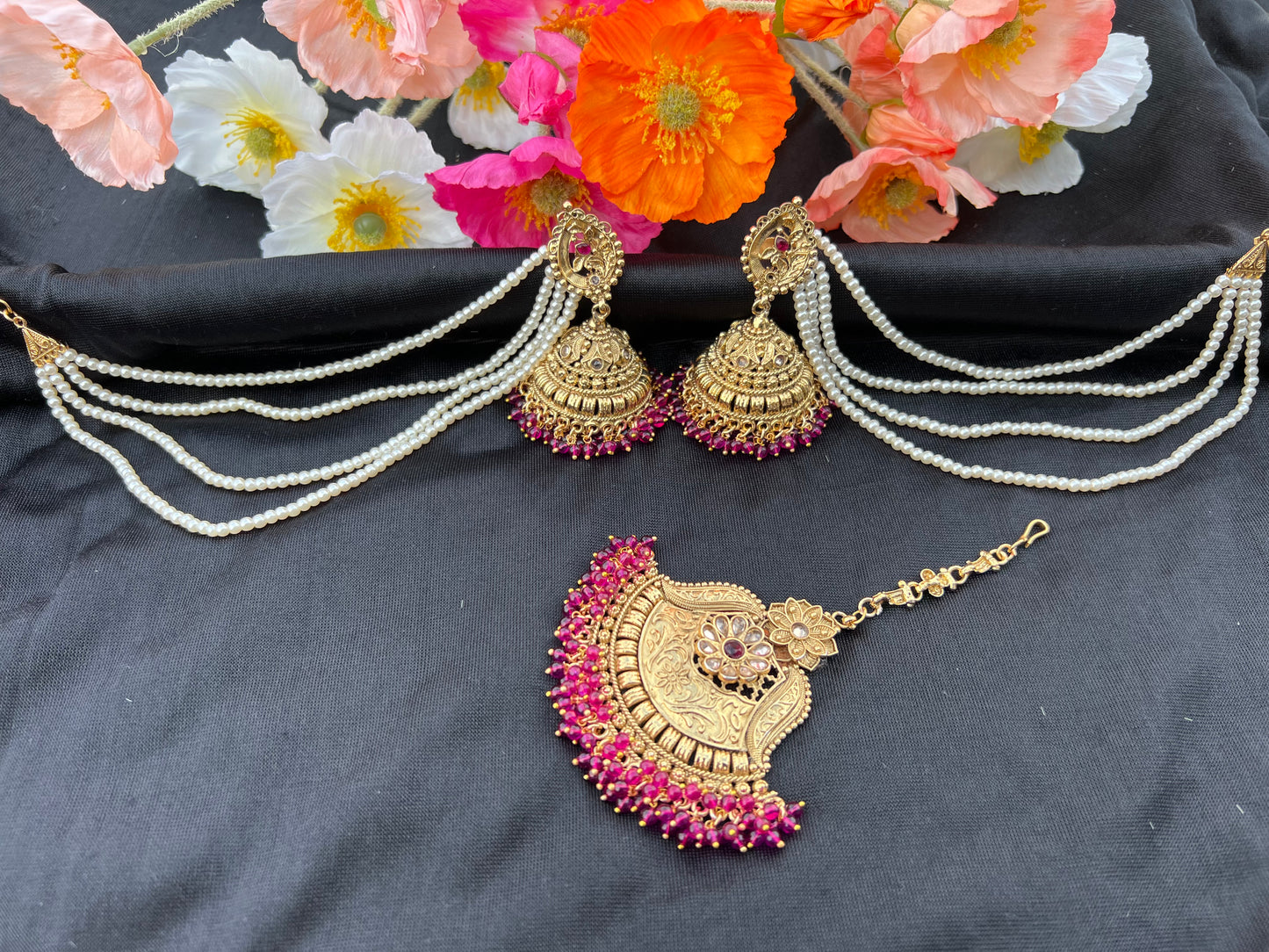 Patiala earrings tikka set