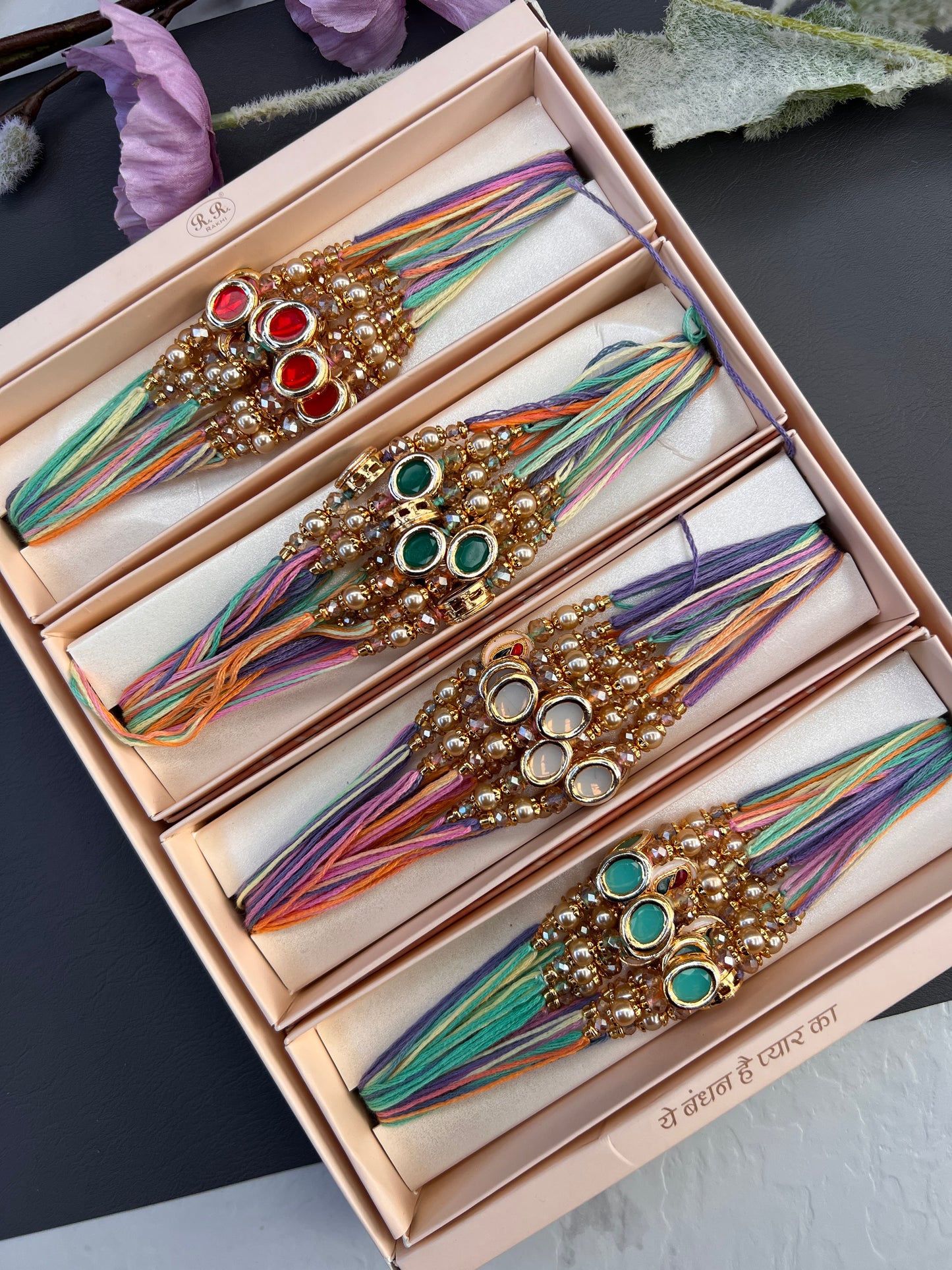 Kundan rakhi thread