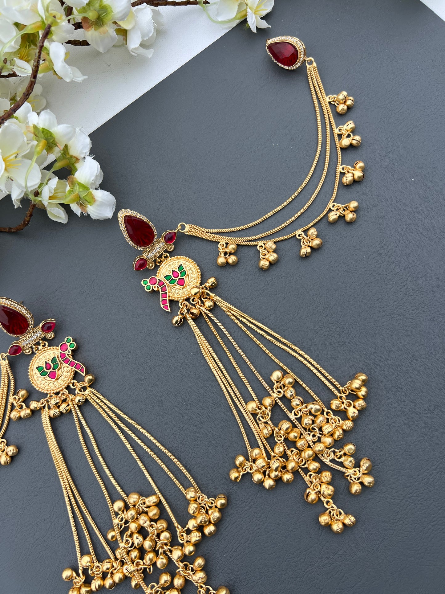 Dhanvi Long Earrings With Ear Chain