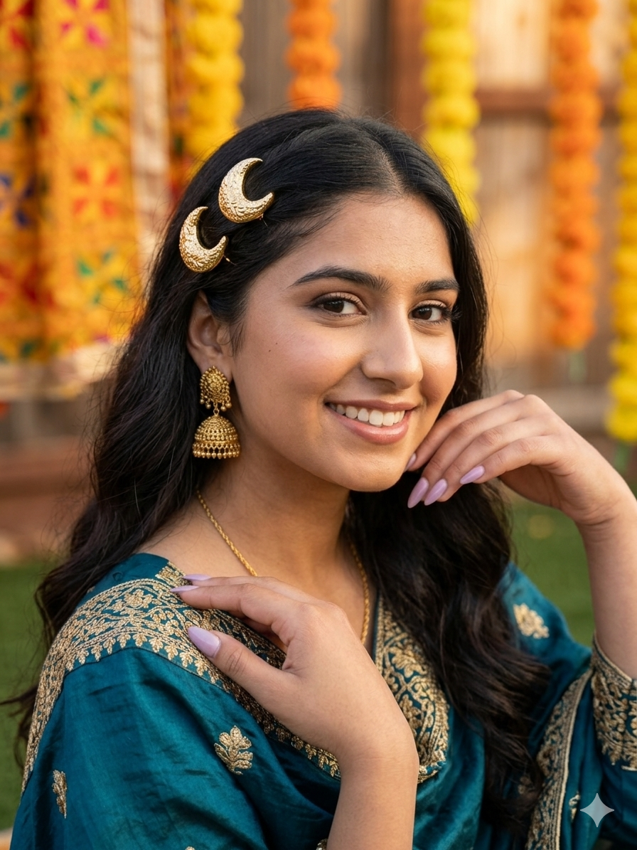 Chandni" Moon hair Charm Set
