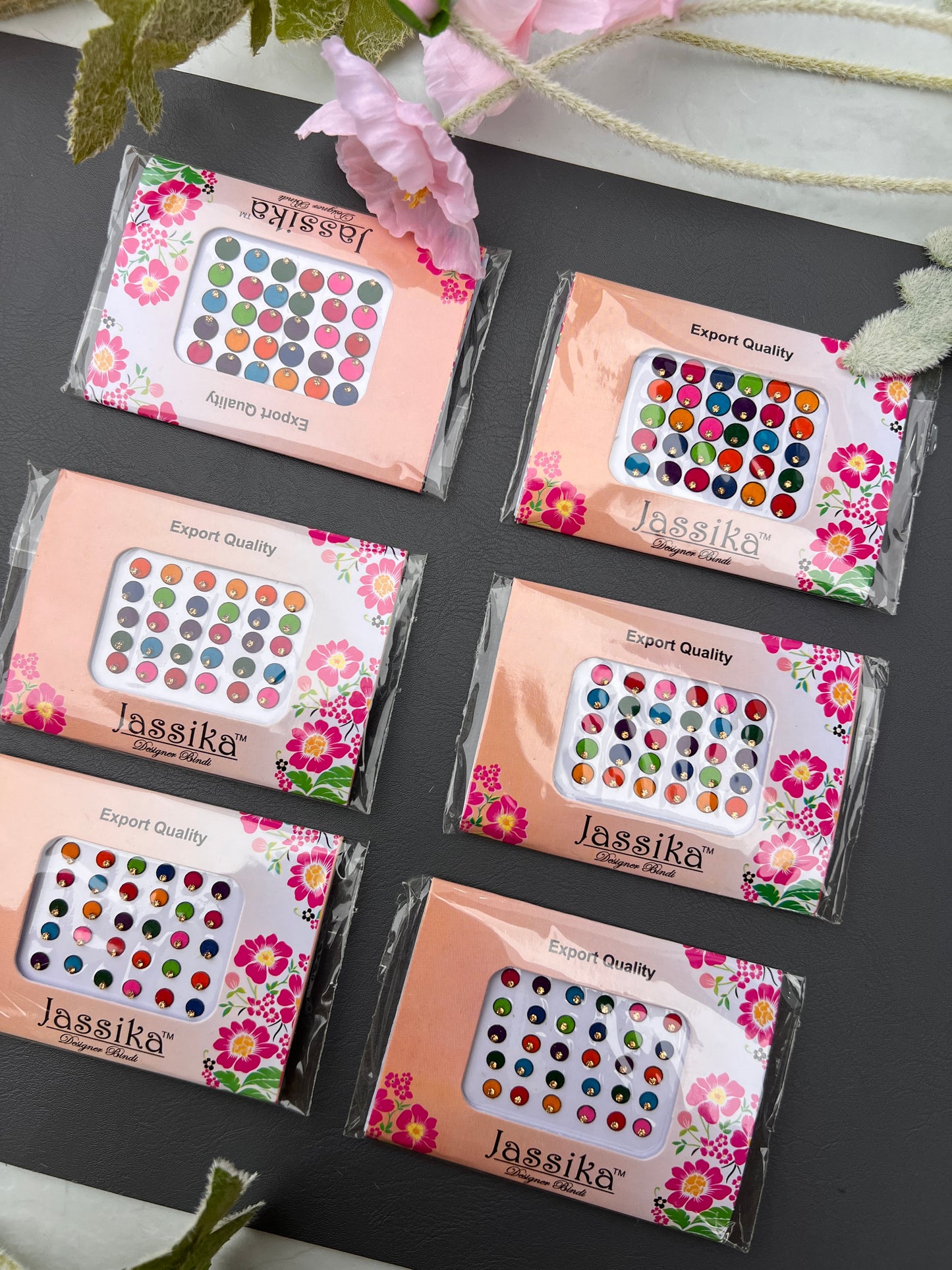 Jassika Premium Multi-Color Single Stone Bindi Cards – 30 Pack