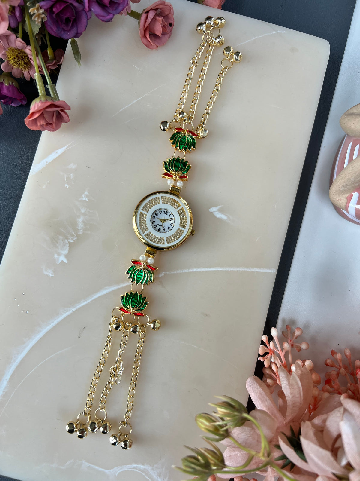 Lotus design Kashmiri watch