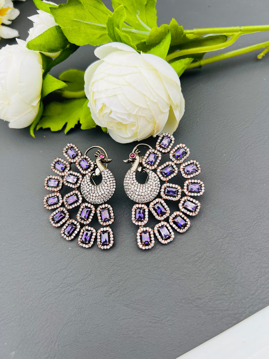 Peacock American diamond oversize studs