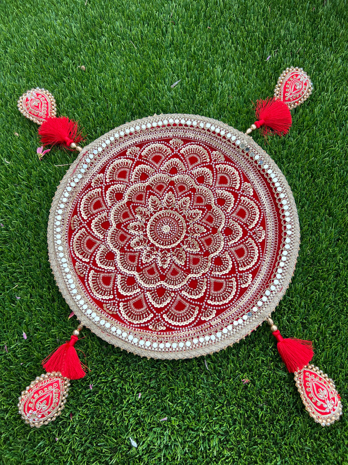 Royal Maroon Velvet Karwachauth Thali Set