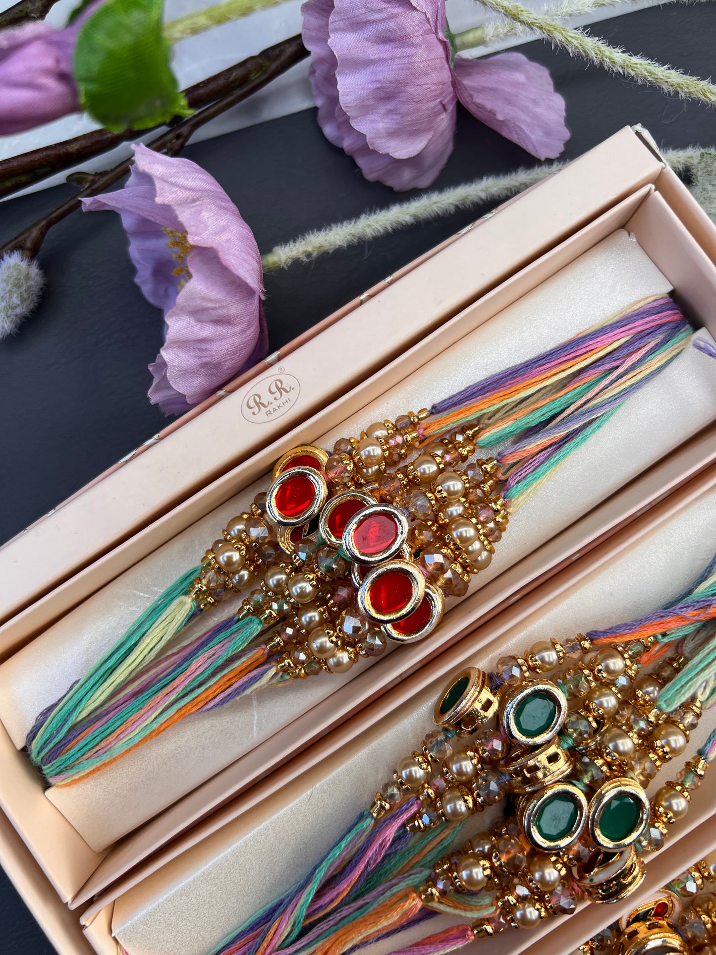 Kundan rakhi thread