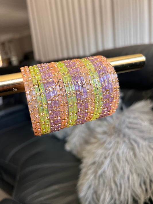 Pastel glass raindrop bangles