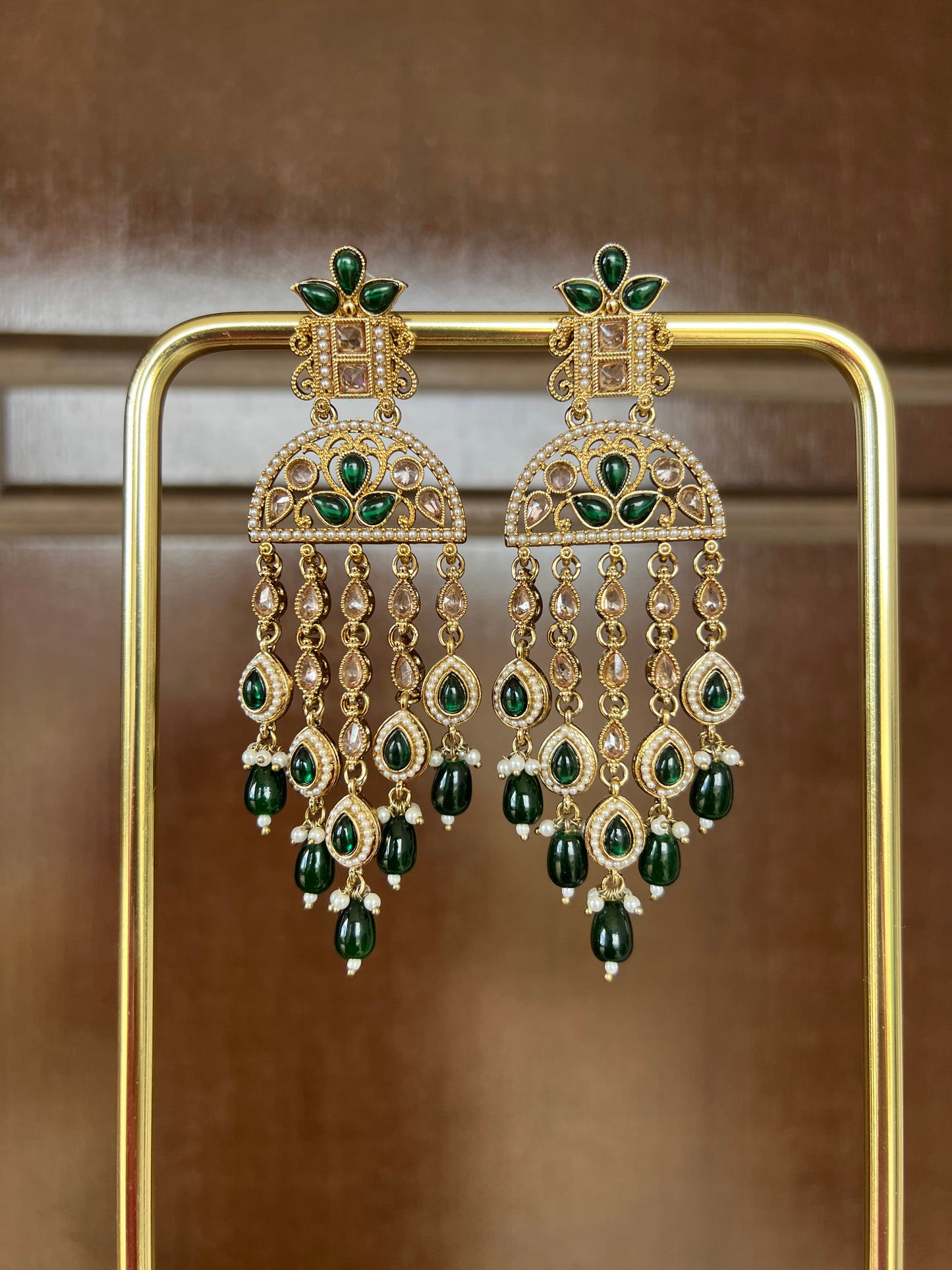 Amber green earrings