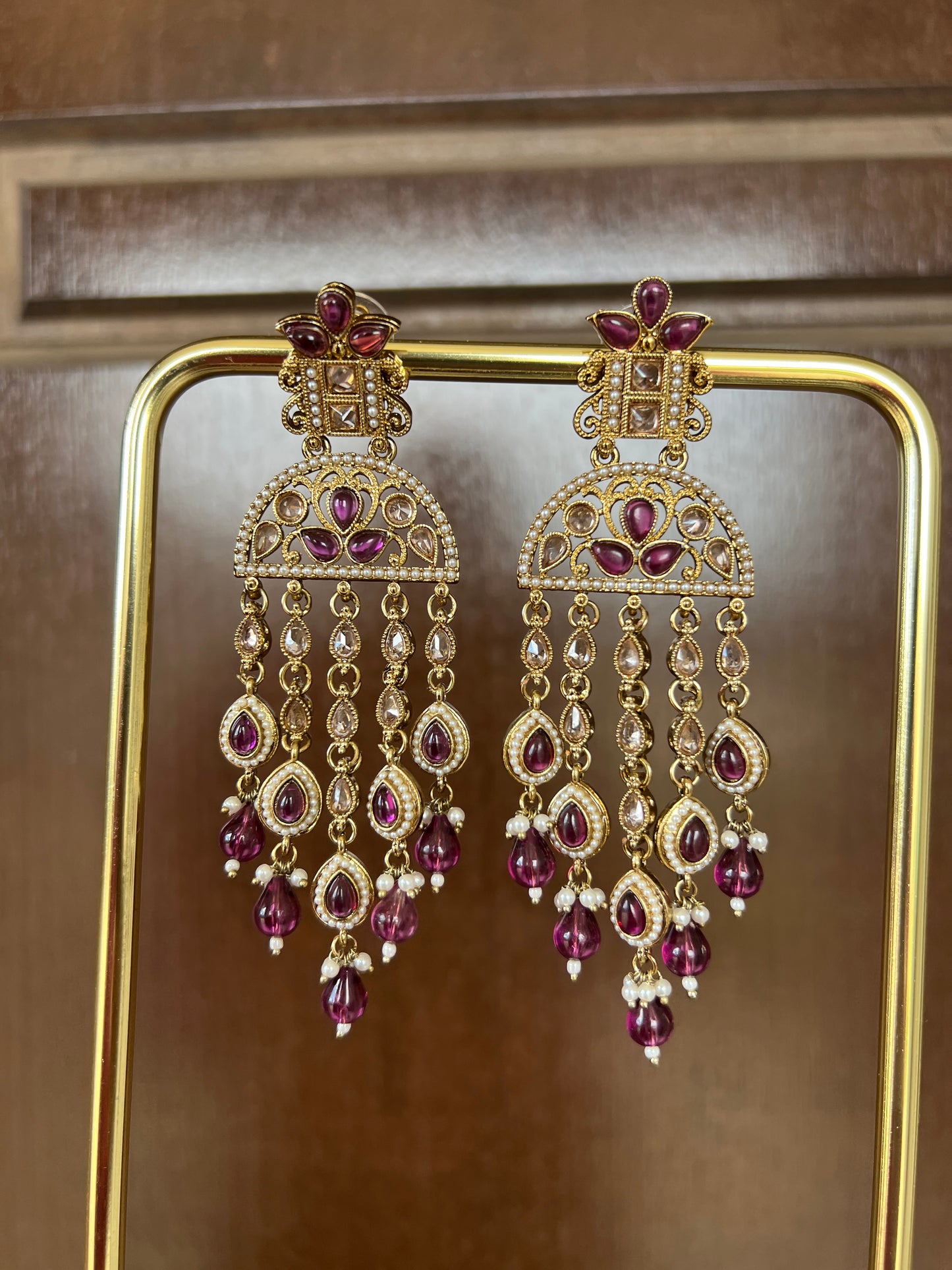 Amber purple earrings