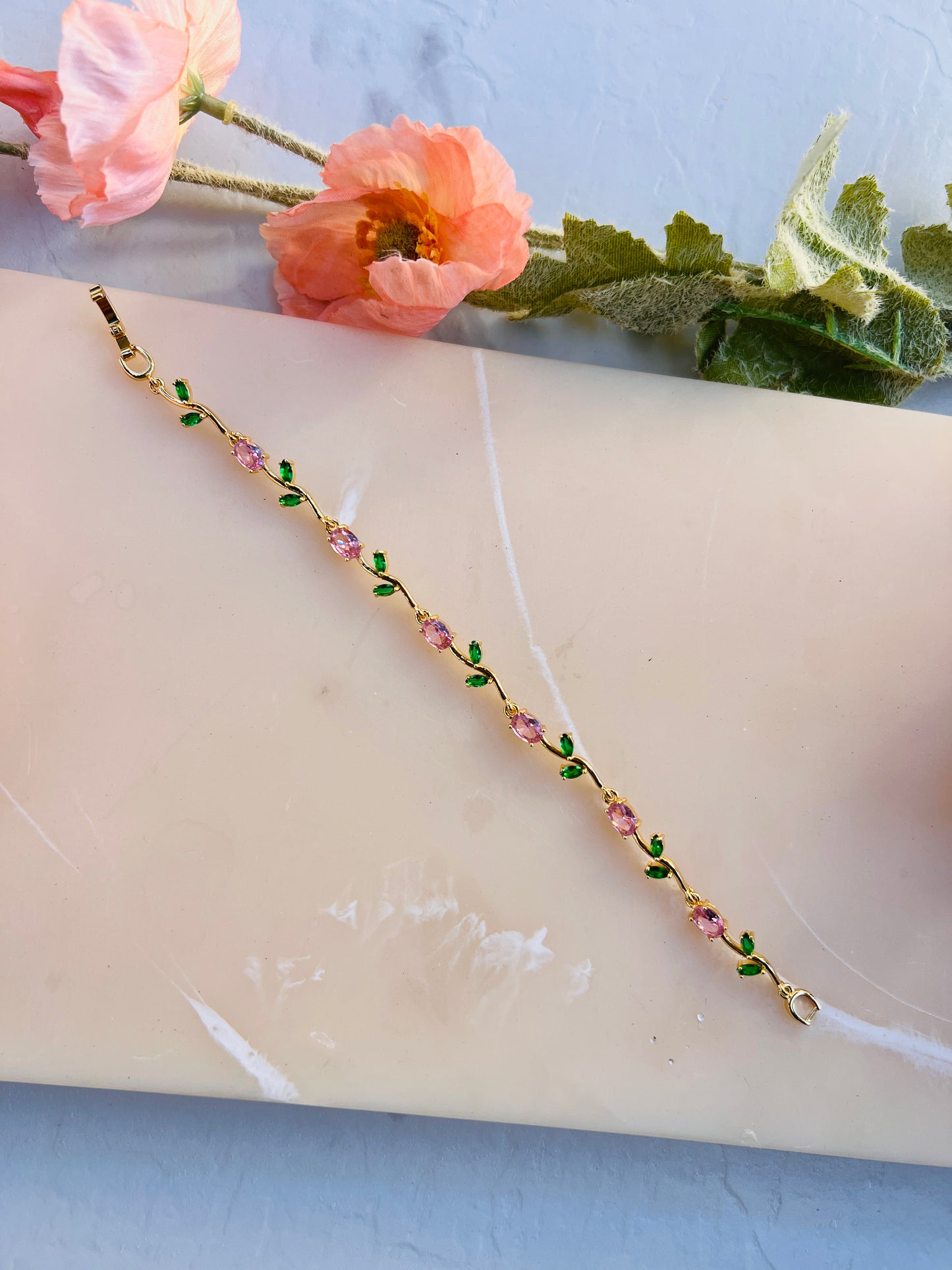 🌷 Stainless Steel Tulip & Floral Vine Bracelets
