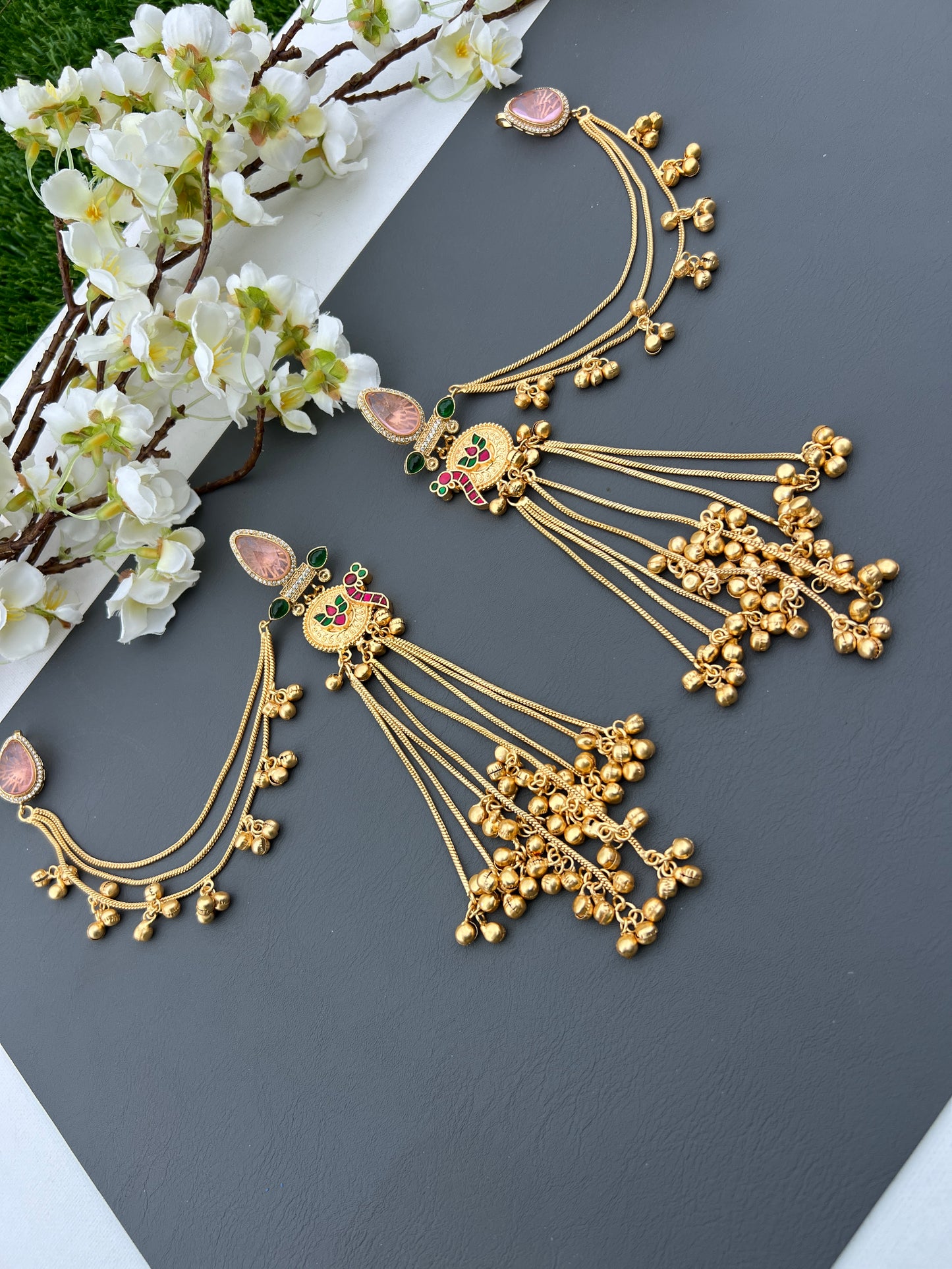 Dhanvi Kashmiri long earrings with ear chains