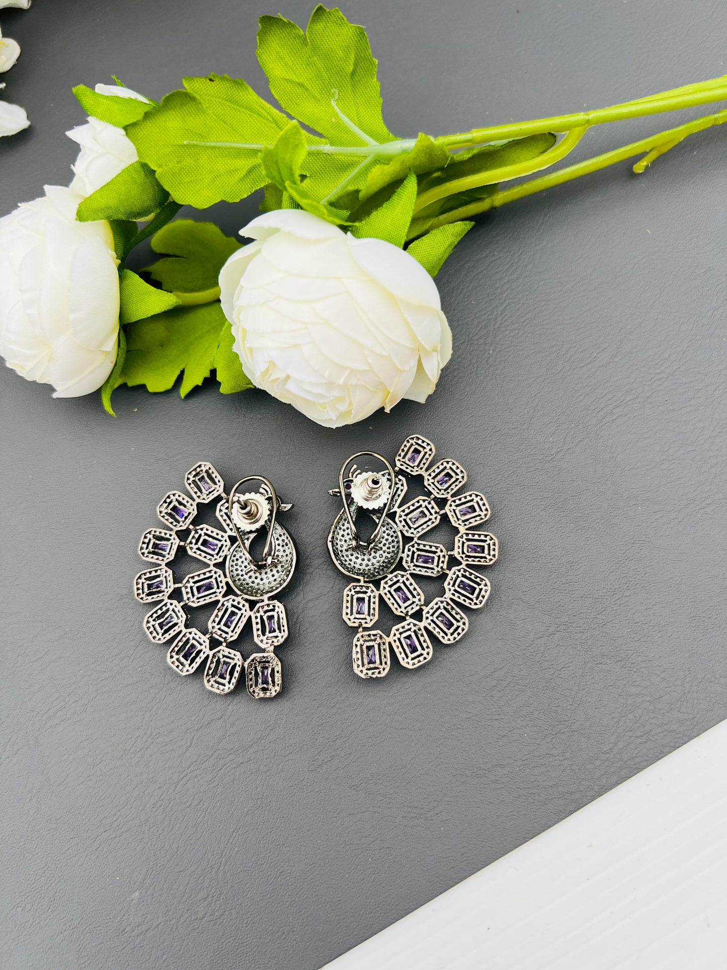 Peacock American diamond oversize studs