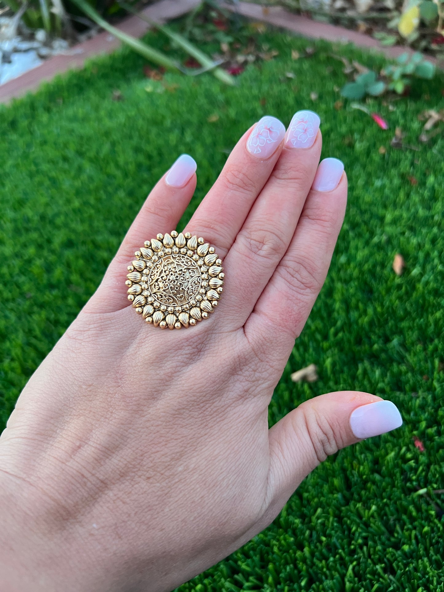 Gold plated antique look ring