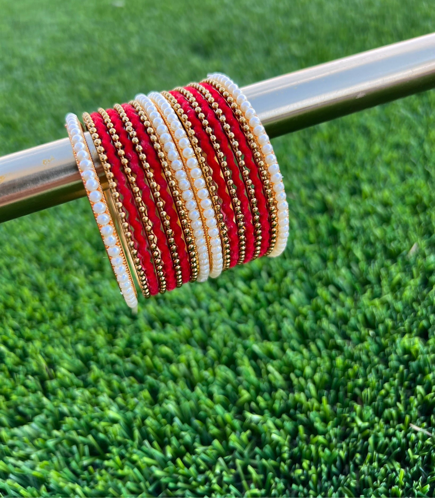 Metal red bangles