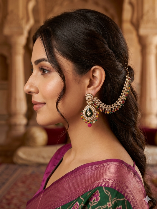 Shiza Jhumki Earrings with Earchain