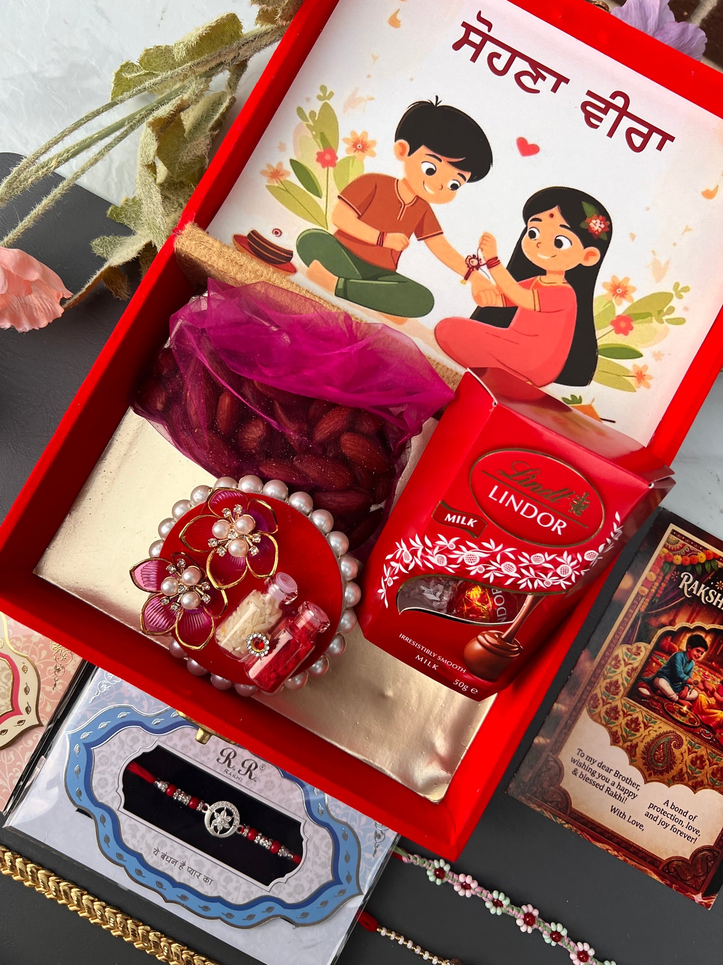 Super premium Brother Rakhi hamper with gift for brother (4 Rakhi)