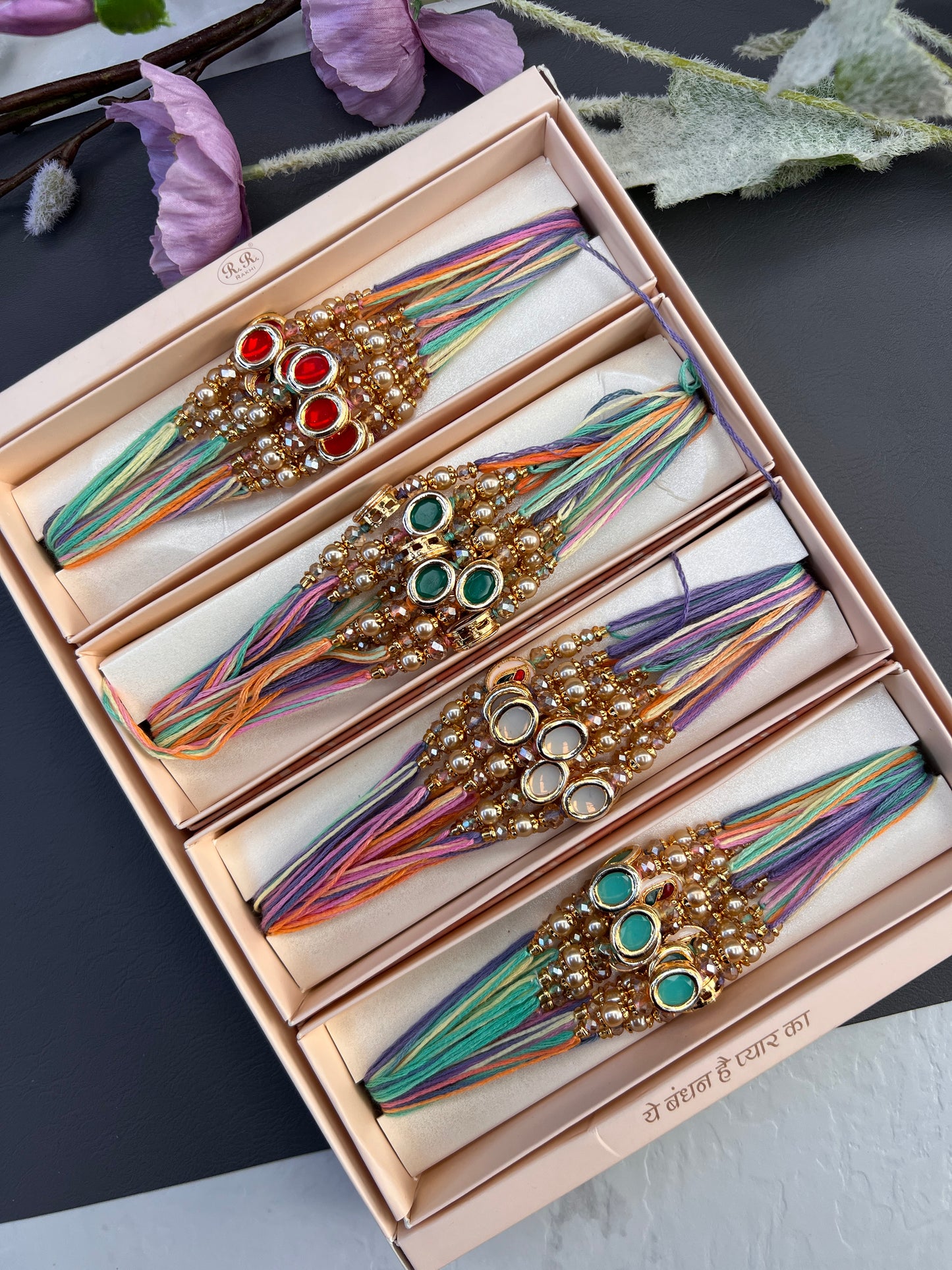 Kundan rakhi thread