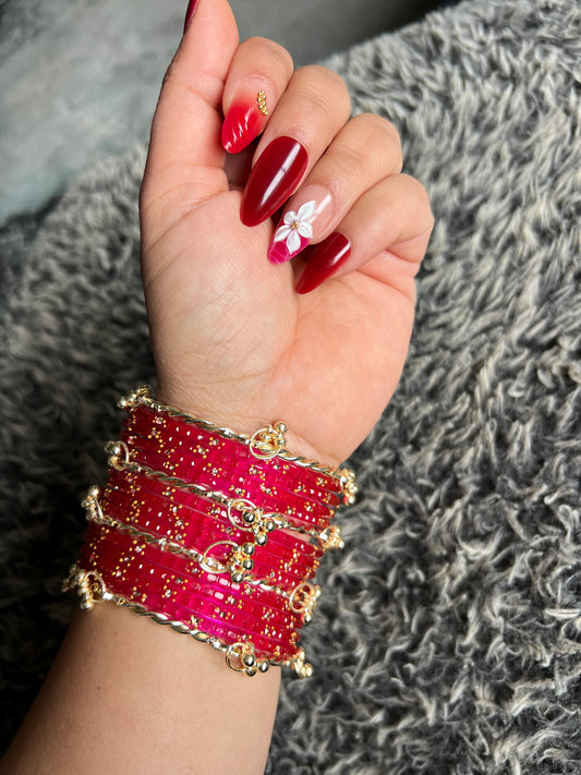 Hot pink Kashmiri bangles