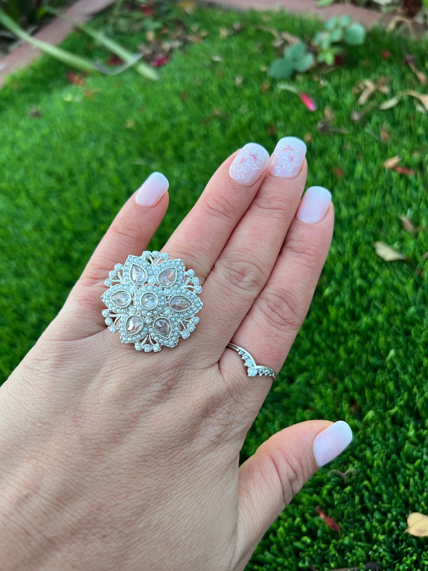 Silver polki ring