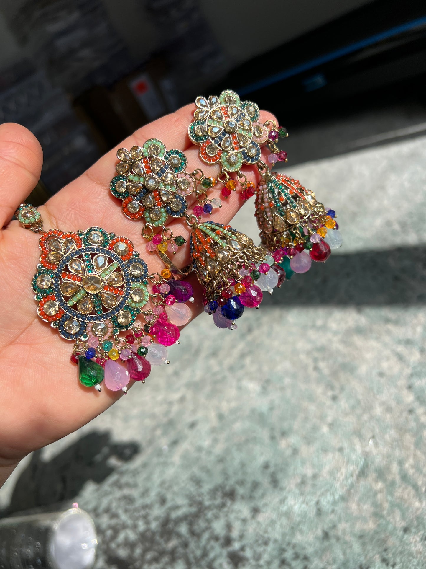 Pakistani jhumka & tikka set