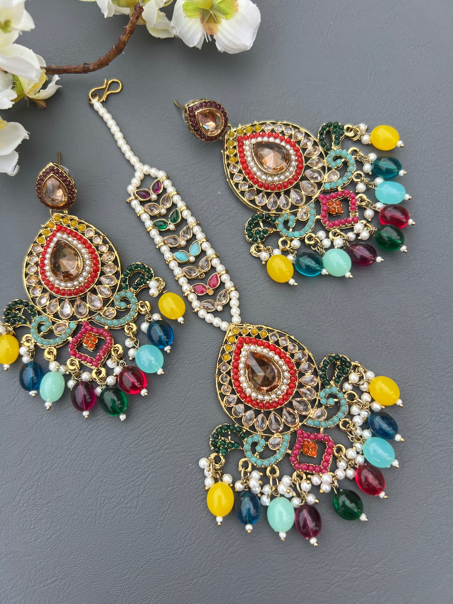 Navisha earrings & tikka set
