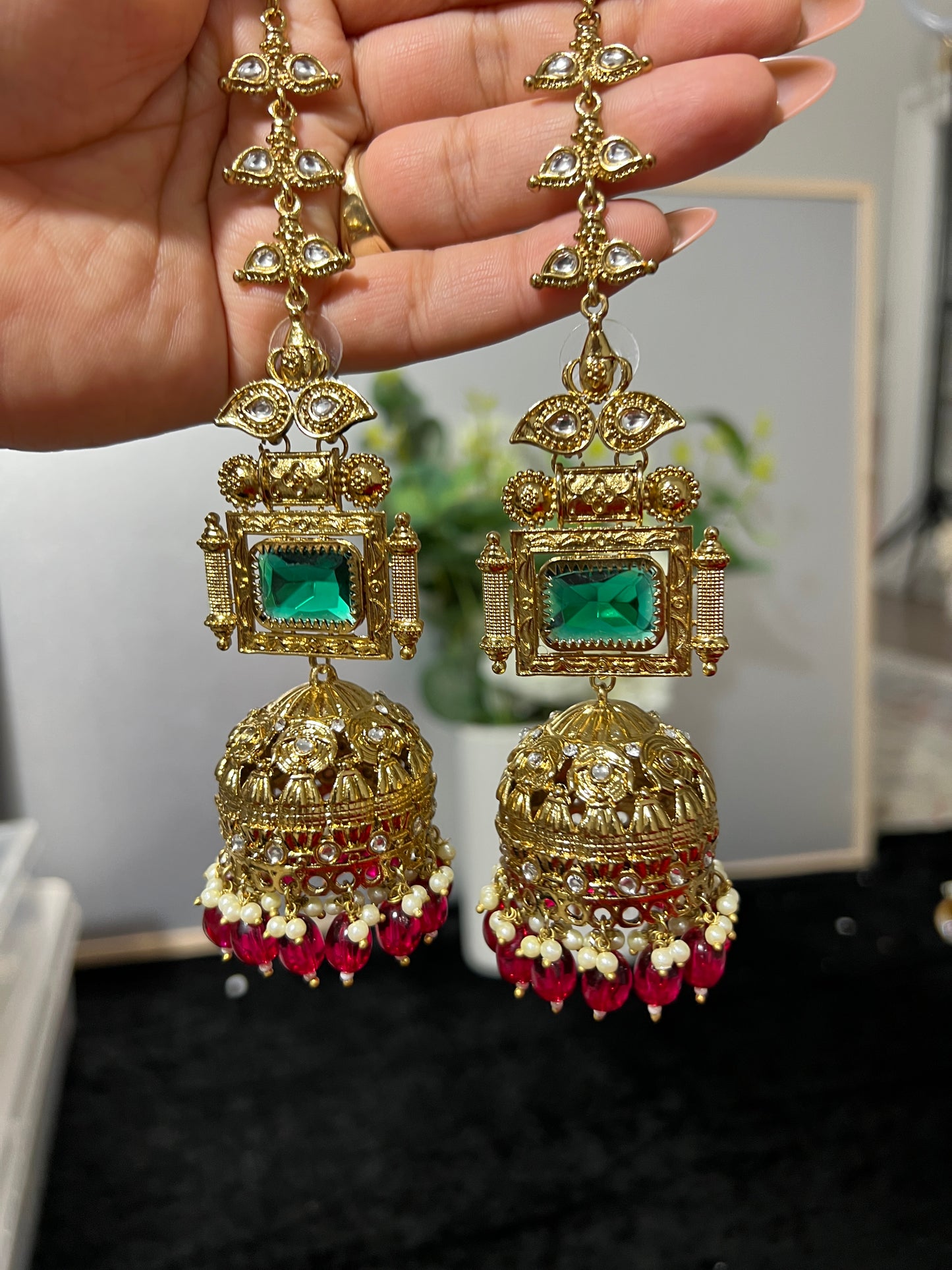 The Royal Mayura Oversized Statement Jhumkas