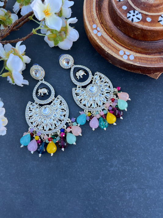 Kundan multicolour earrings