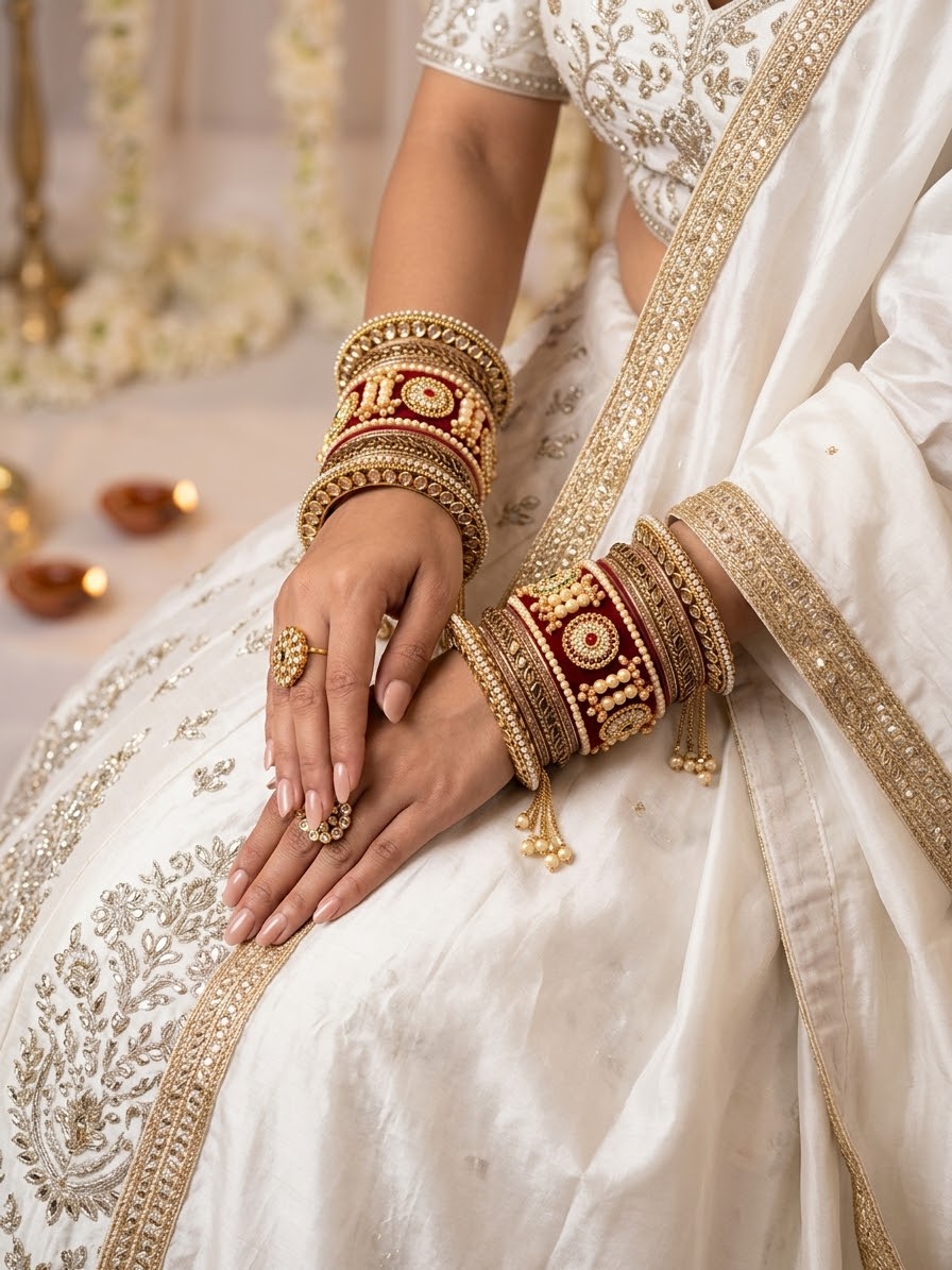 Maharani Kundan & Pearl Bangle Stack