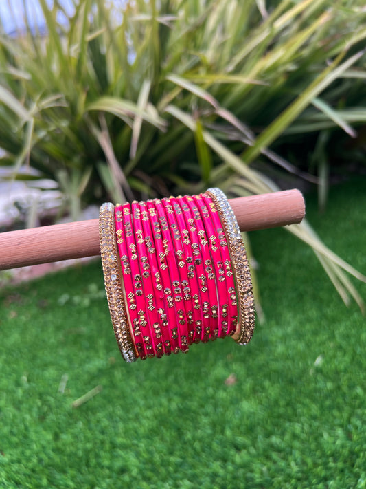Hot pink glass bangles