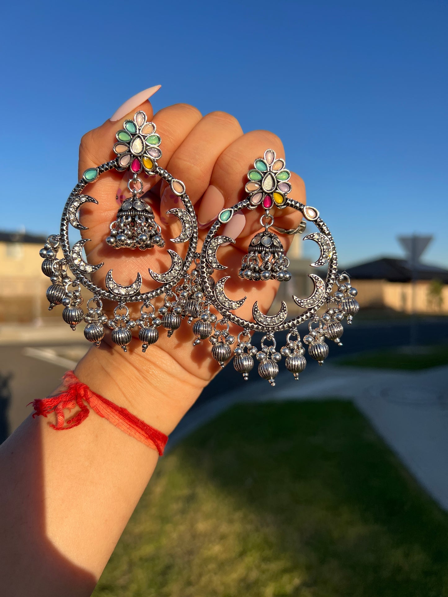 German silver chandbali earrings