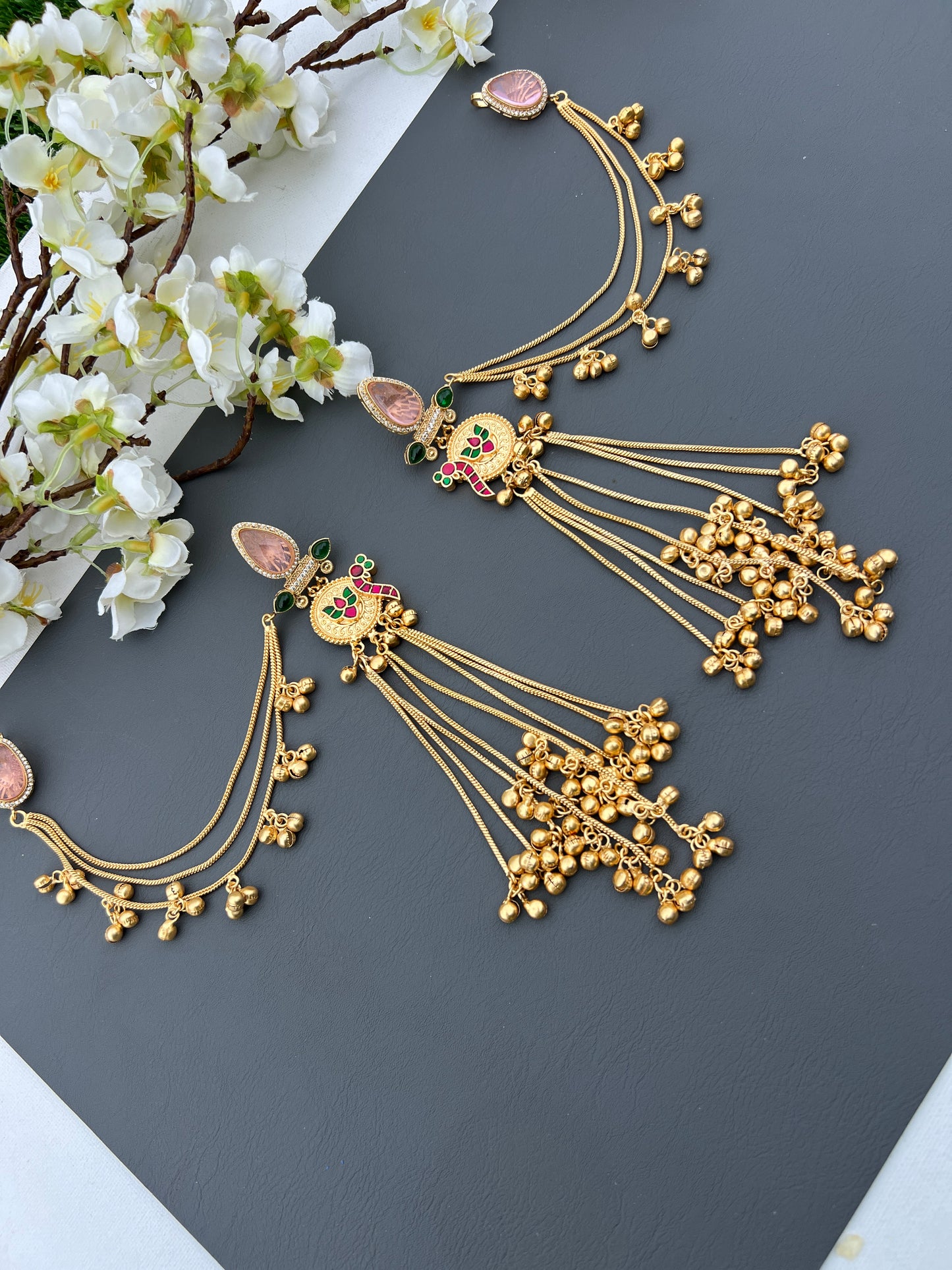 Dhanvi Kashmiri long earrings with ear chains