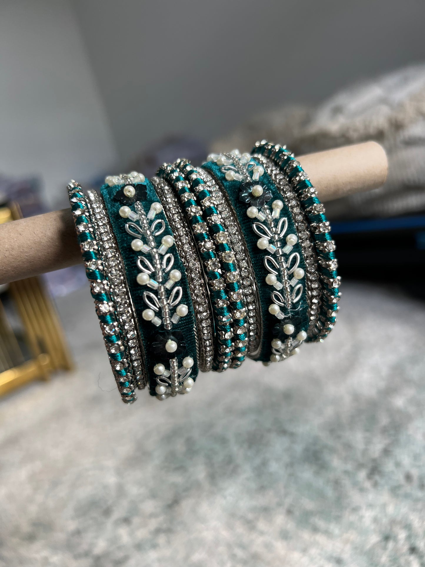 Savreen teal green bangles