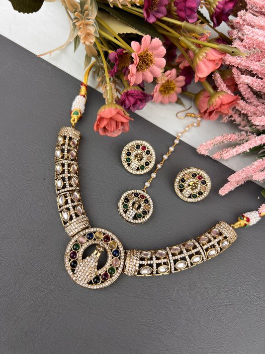 The Apsara Navratan necklace set