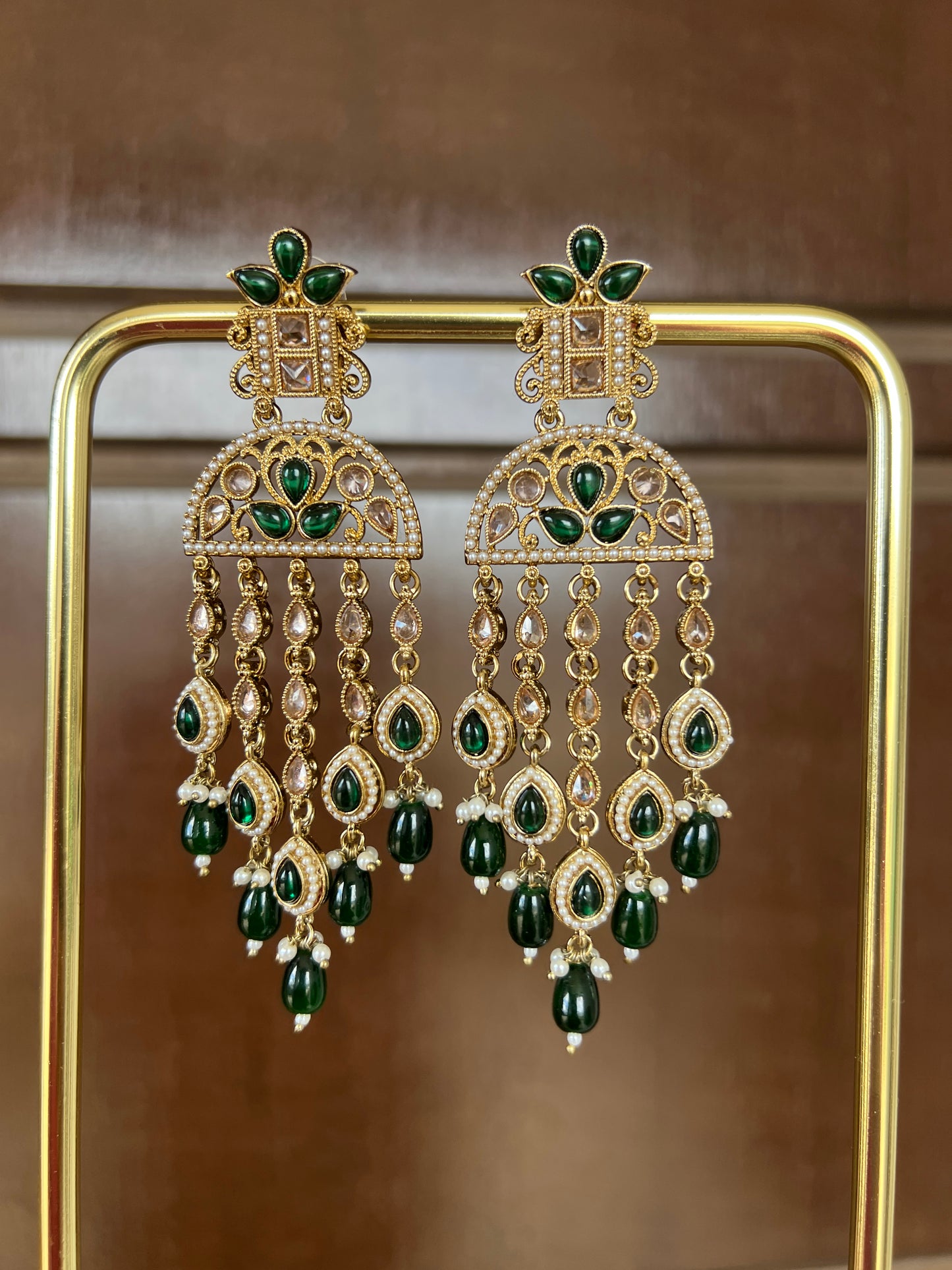 Amber green earrings