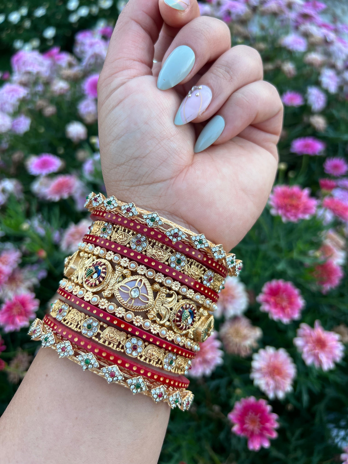 Maharani Kundan & Peacock Bangle Set ( Both hands)