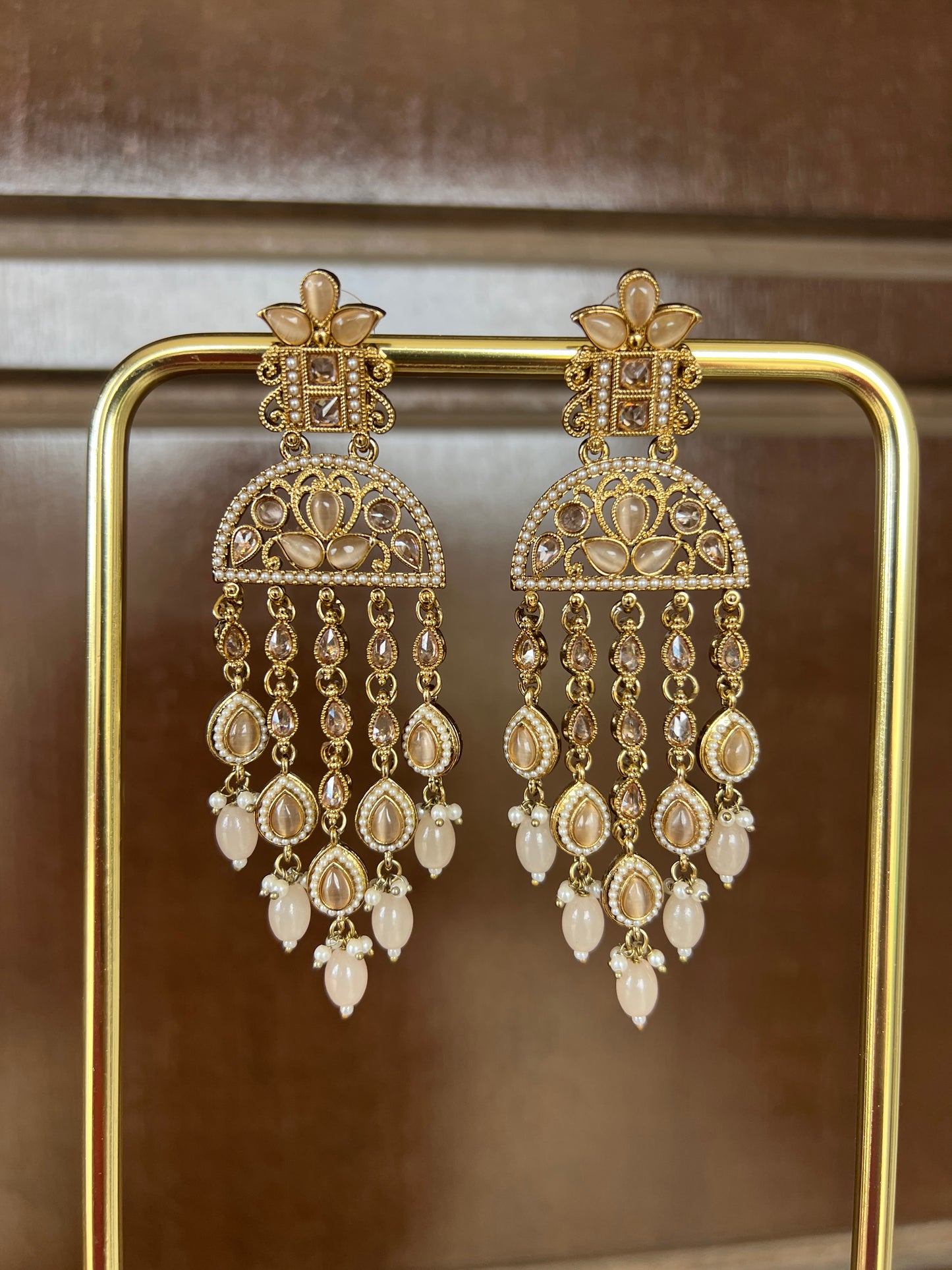 Amber peach earrings