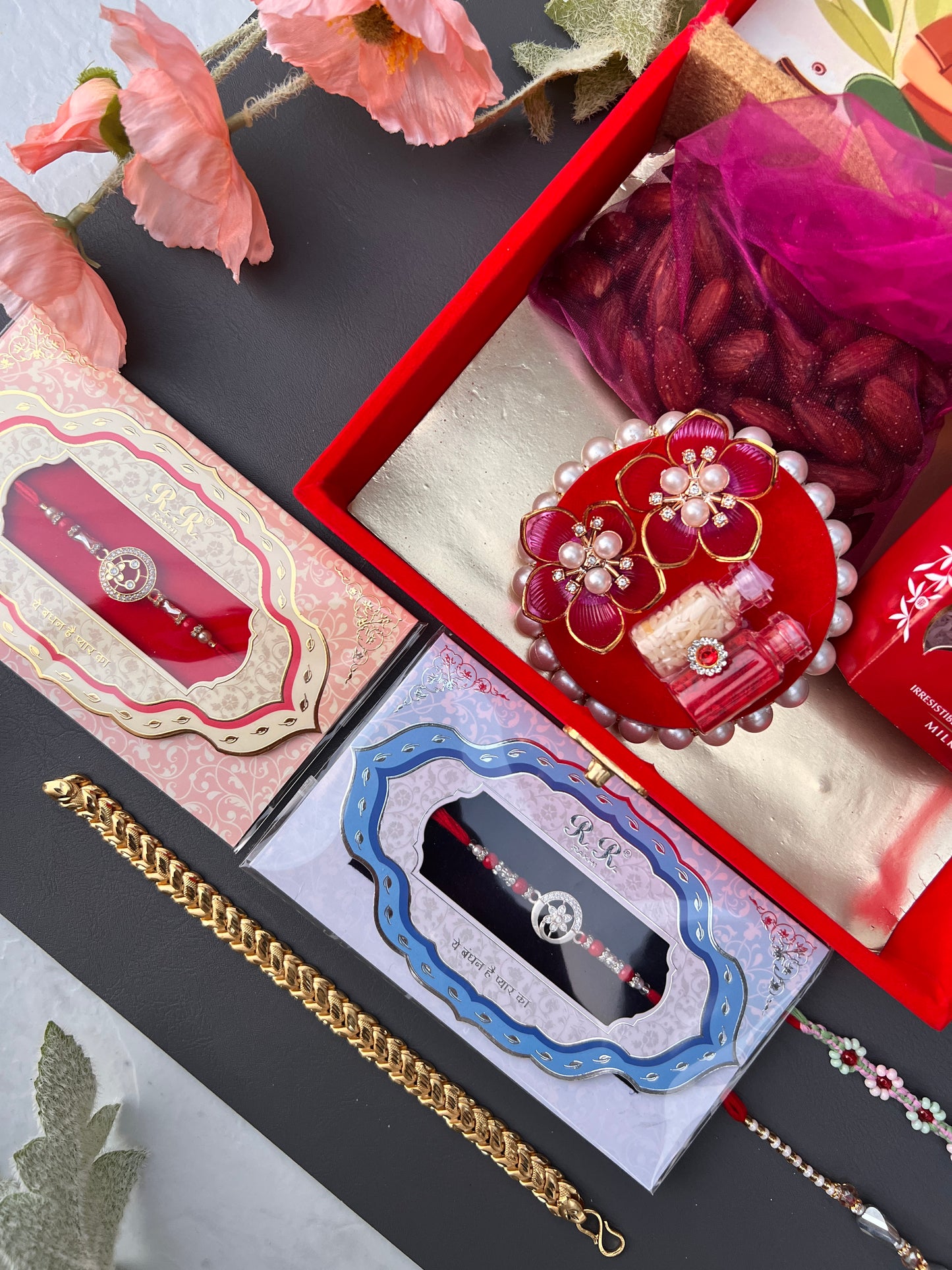 Super premium Brother Rakhi hamper with gift for brother (4 Rakhi)