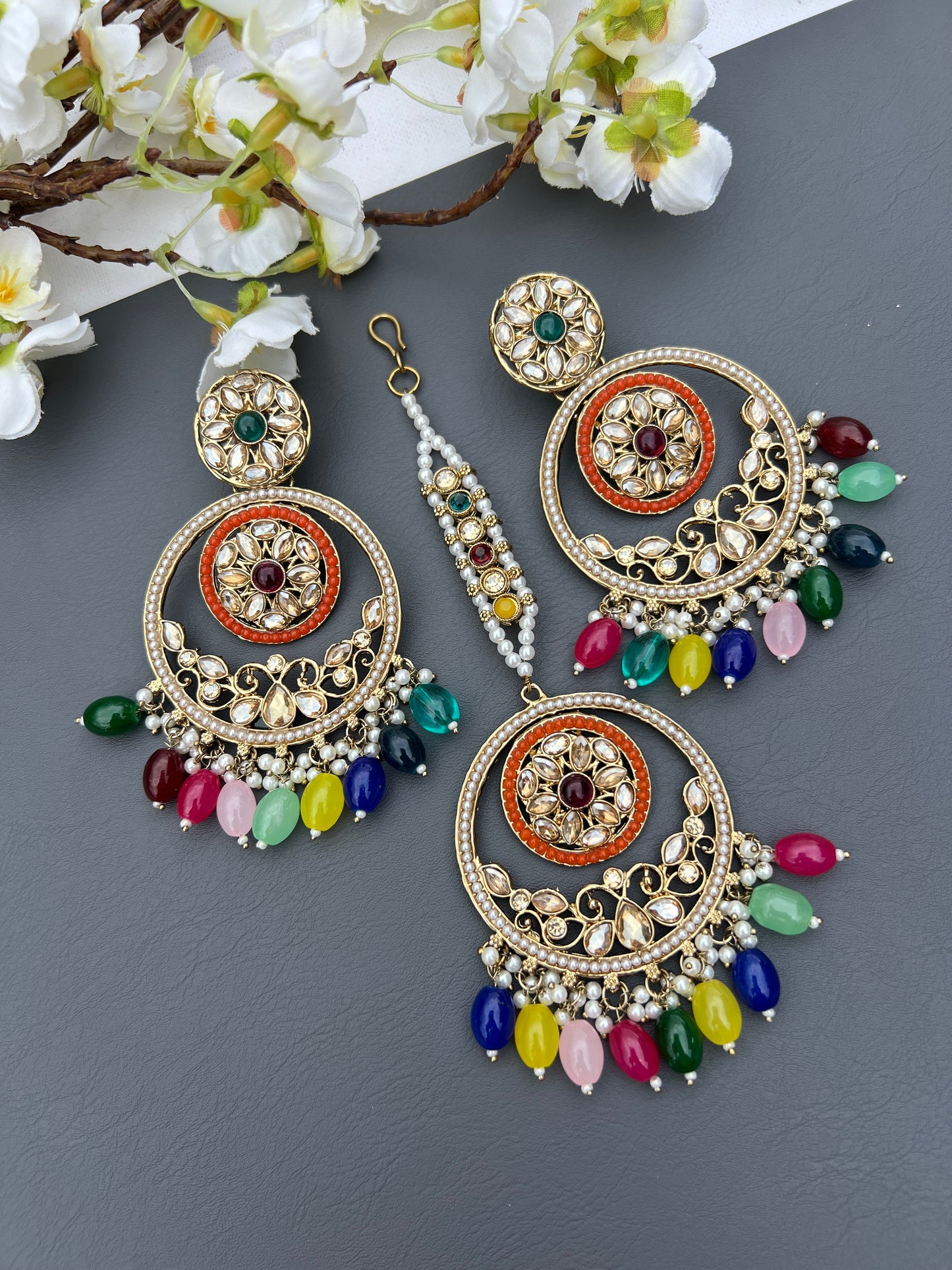 Prachi earrings & tikka set