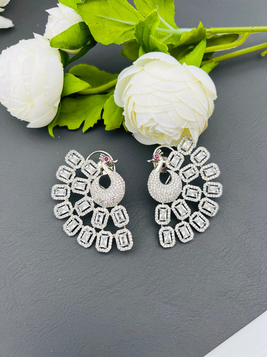 Peacock American diamond oversize studs