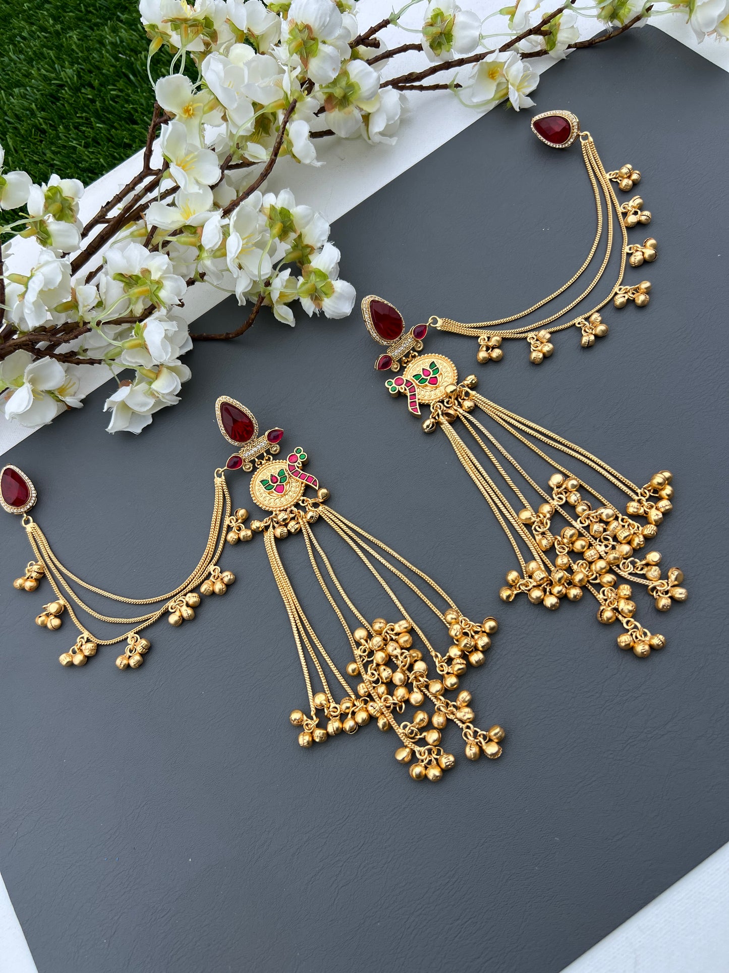 Dhanvi Long Earrings With Ear Chain