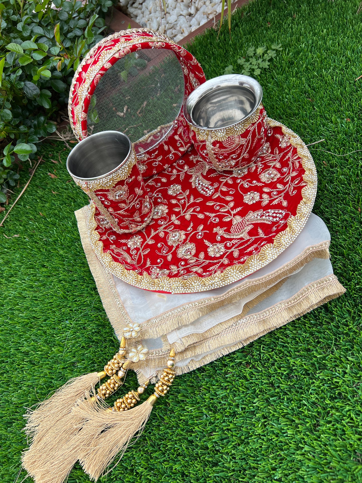 Karwa chauth Embroidered thali set