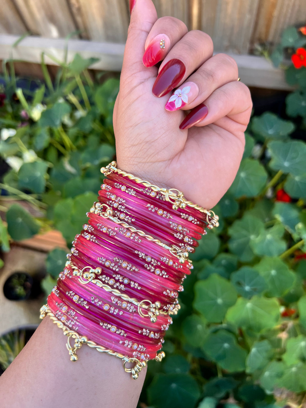 Shimmering Berry Kashmiri Bangle Set