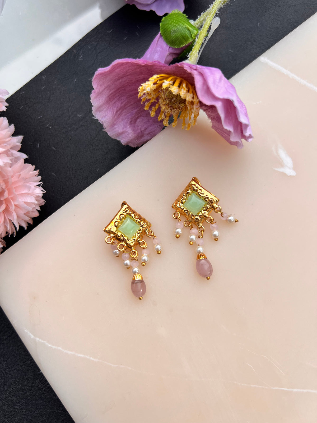 Sifat Real gold look small earrings