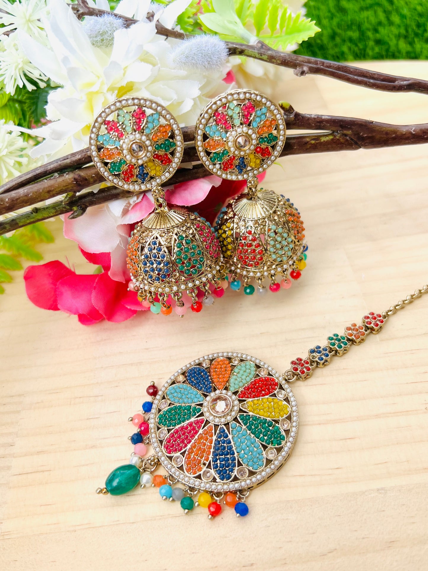 Sukani jhumki tikka set