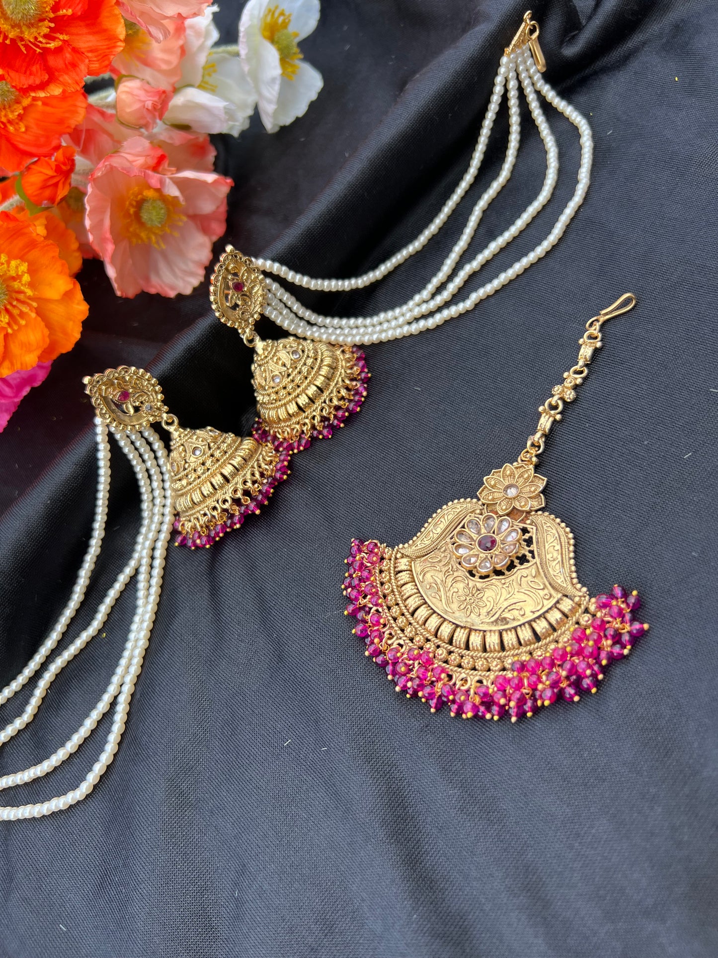 Patiala earrings tikka set
