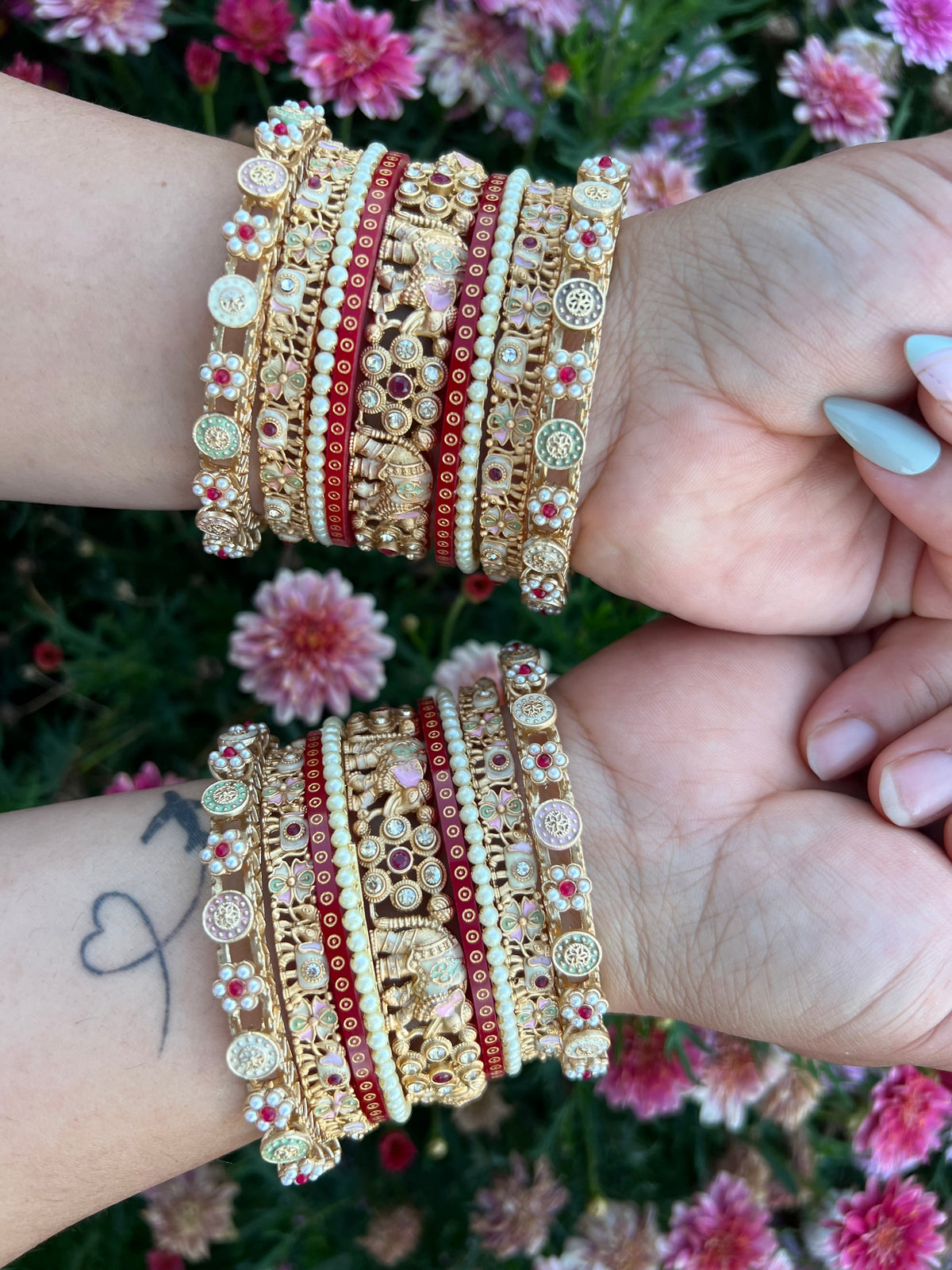 The Aadhya Heritage Elephant Bangle Set ( Both hands)