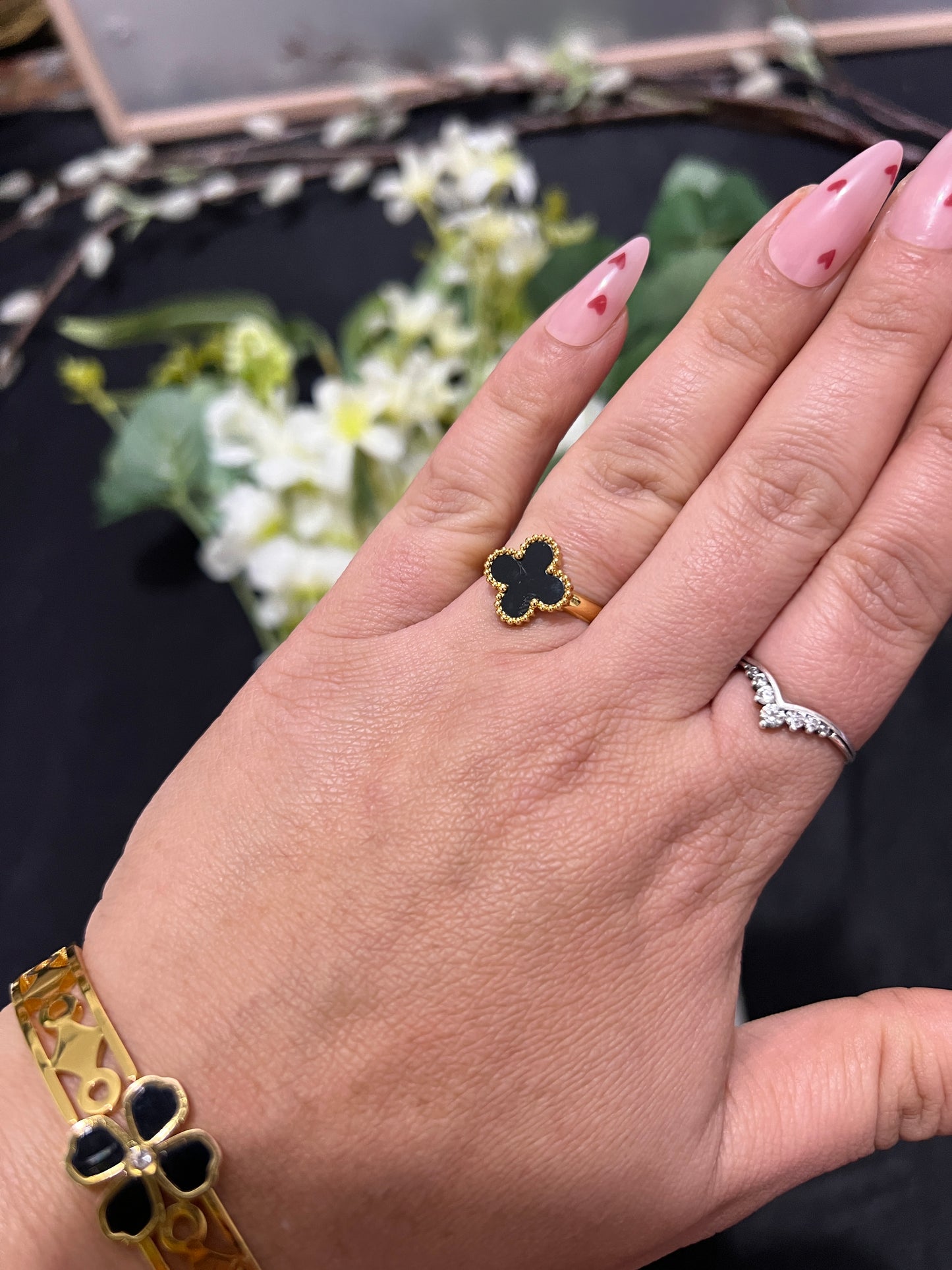 Flower anti tarnish openable ring