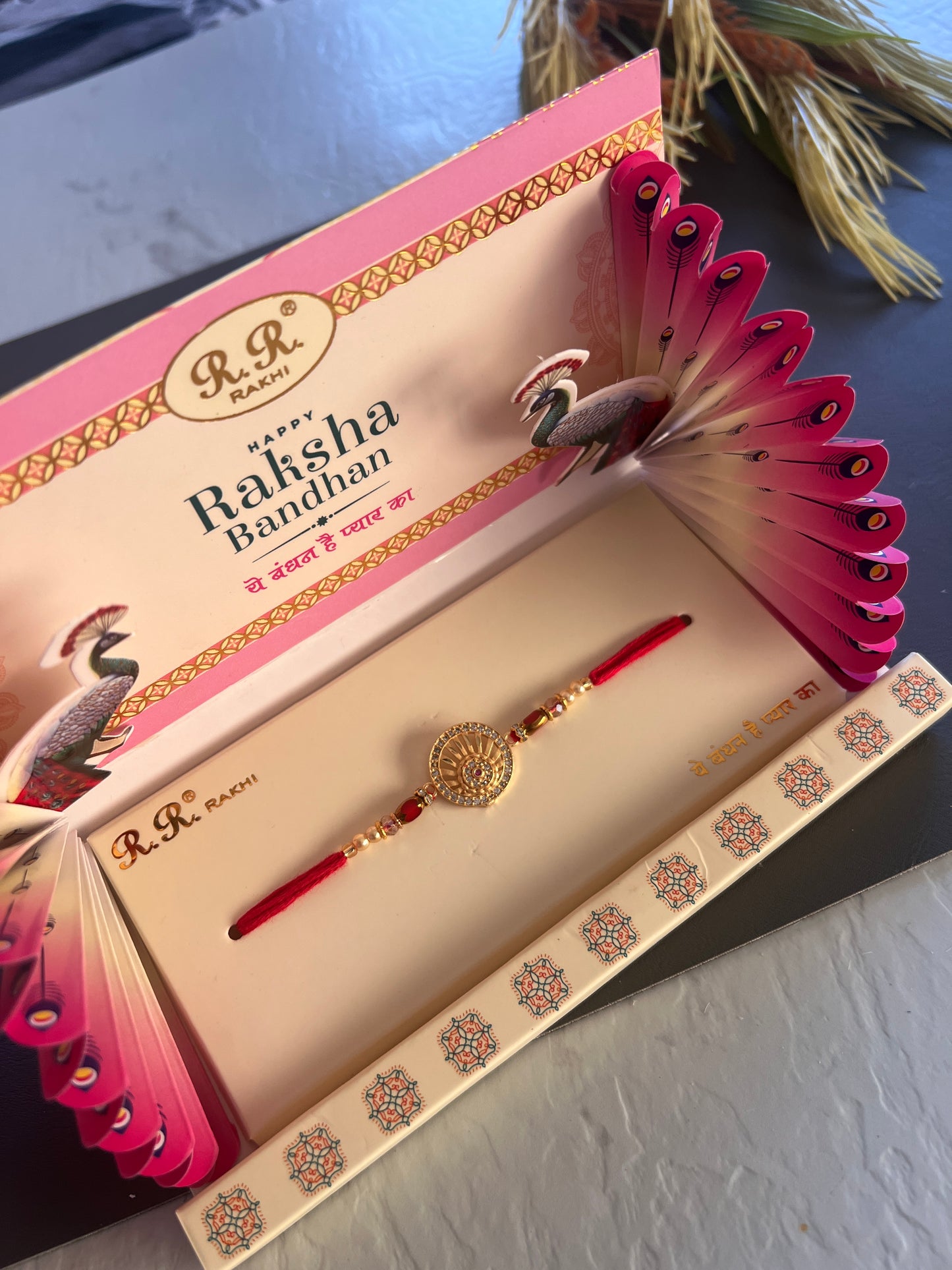 Luxury packaging gold plated rakhi