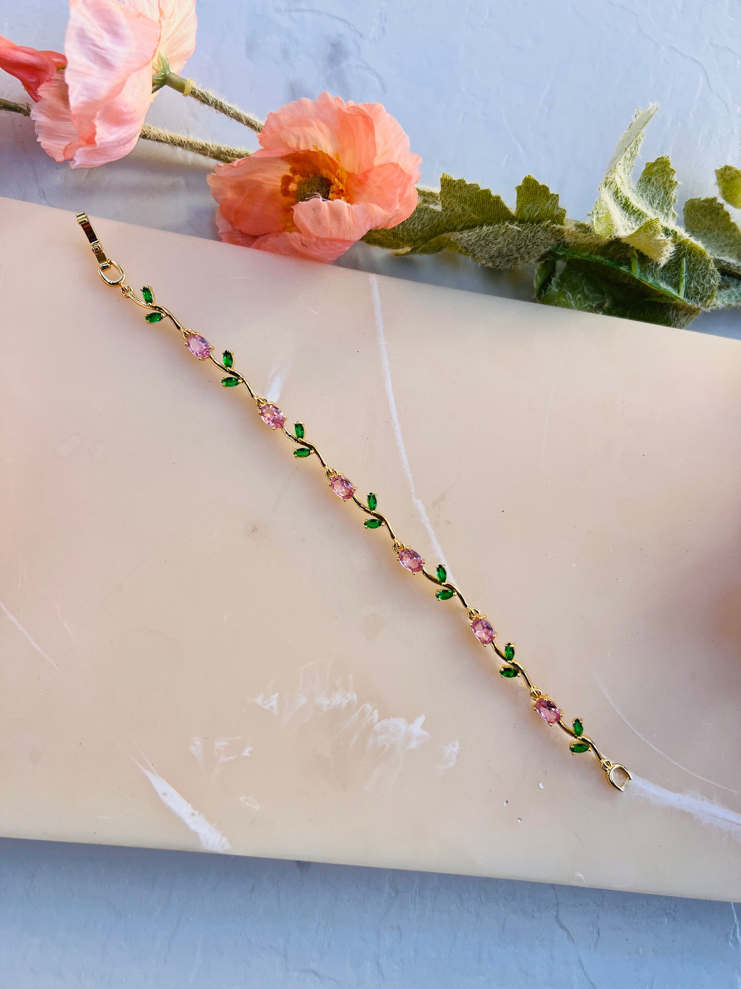 🌷 Stainless Steel Tulip & Floral Vine Bracelets