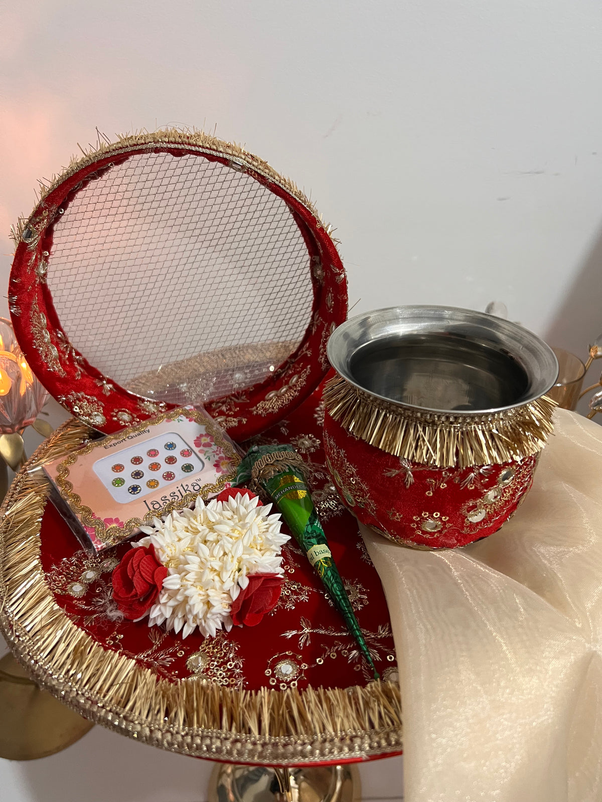 Kaynat embroidered Karwa chauth thali set